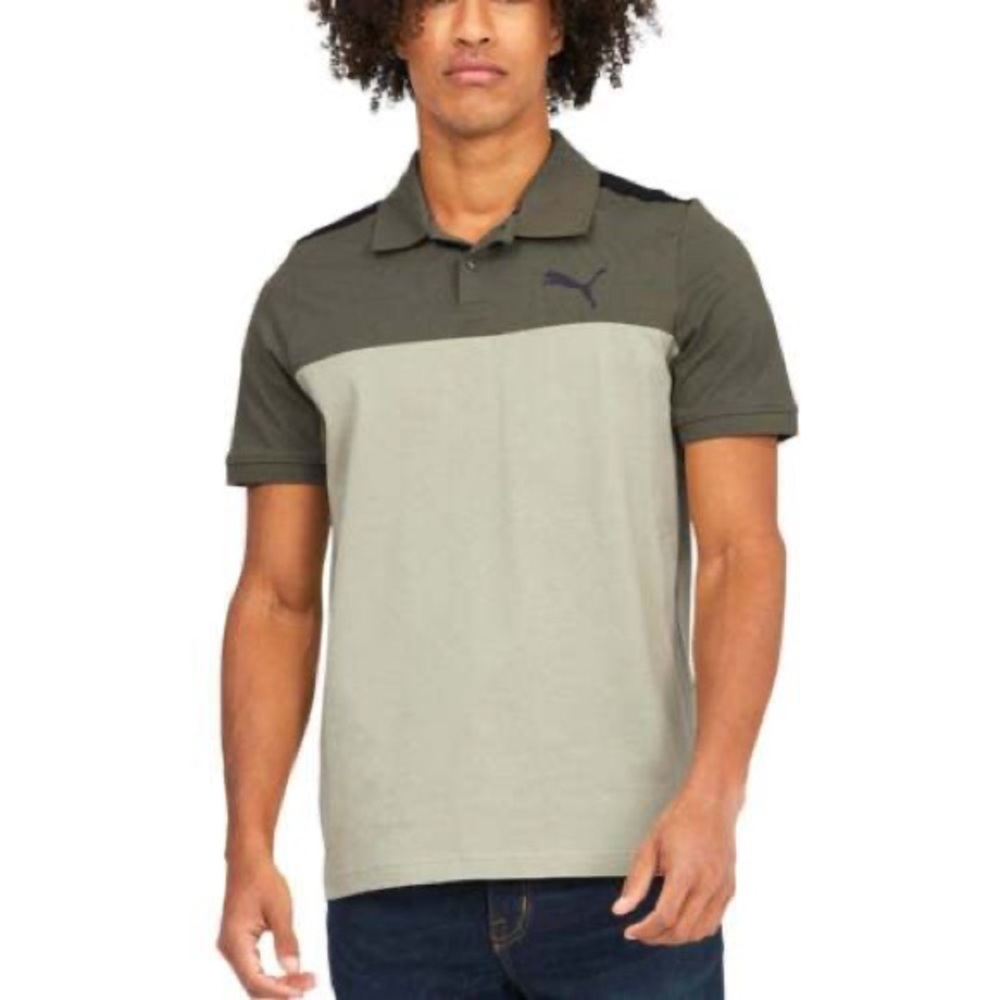 PUMA color block polo, green